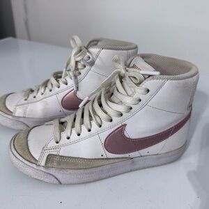 Women's White and Pink High-Top Sneakers